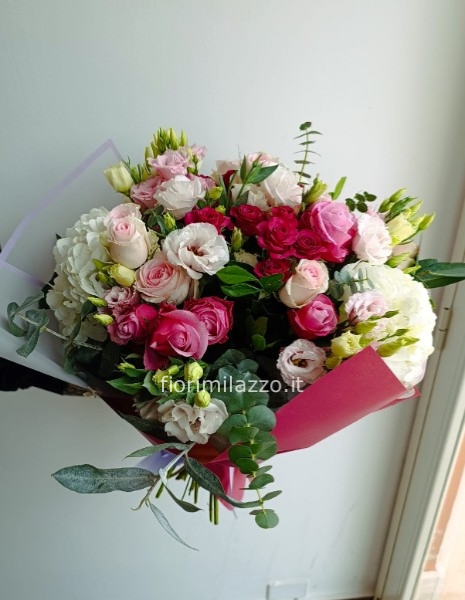 Bouquet flora - rosa, bianco e fucsia